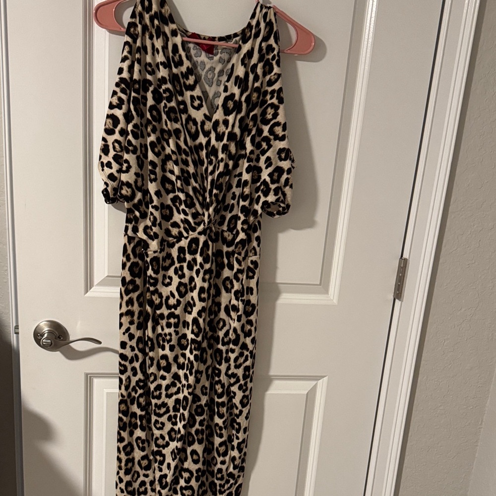 Jennifer Lopez Leopard Print Midi Dress